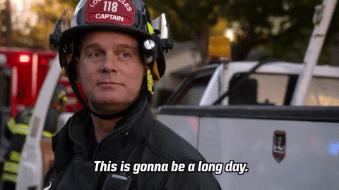 A firefighter on scene saying This is gonna be a long day